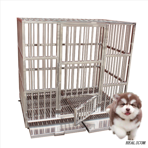 WT-45 Stainless Steel Customize Automatic Lock Easy Move Fix Venterinary Square Tube Pet Cage