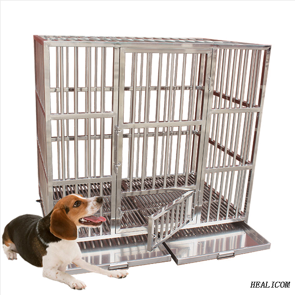 WT-45 Stainless Steel Customize Automatic Lock Easy Move Fix Venterinary Square Tube Pet Cage